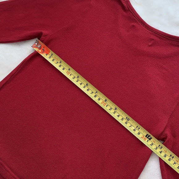 Rae Dunn Red Lightweight Sweater 8 Believe EUC Holiday Christmas - Picture 8 of 10